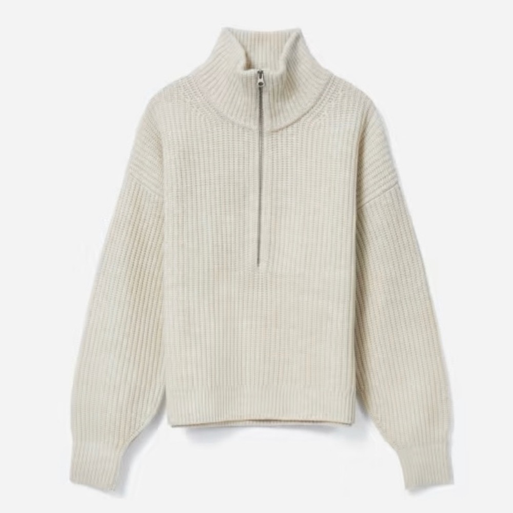 Everlane Felted Merino Half-Zip Sweater in Heathered Oat